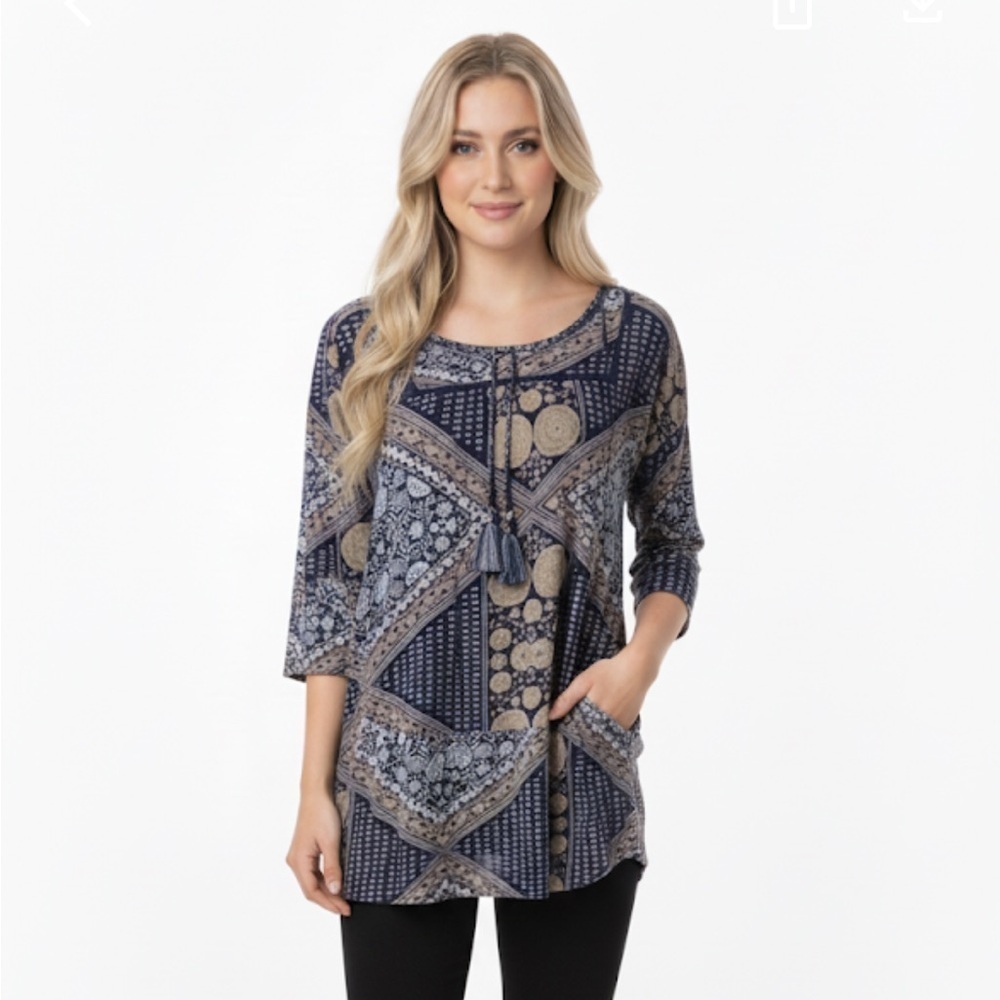 Roxy Purple and Gold Patterned Top size medium